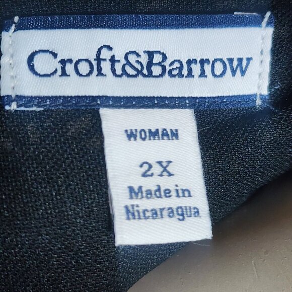 Croft & Barrow Top Womens Size 2X Solid All Black Lace Overlay 3/4 Sleeve Nwt - Picture 5 of 9